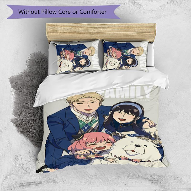 3pcs Spy Play Anya pattern bedding set duvet cover set includes duvet cover &pillowcases,perfect all season bedroom decoration&gift