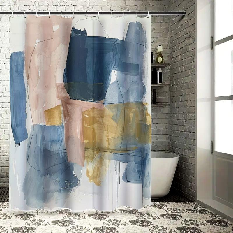 

Handmade Oil Painting Shower Curtain Waterproof Bathroom Decor Abstract Artistic Design Customizable Size Available W60H190(CM)-1 Pcs