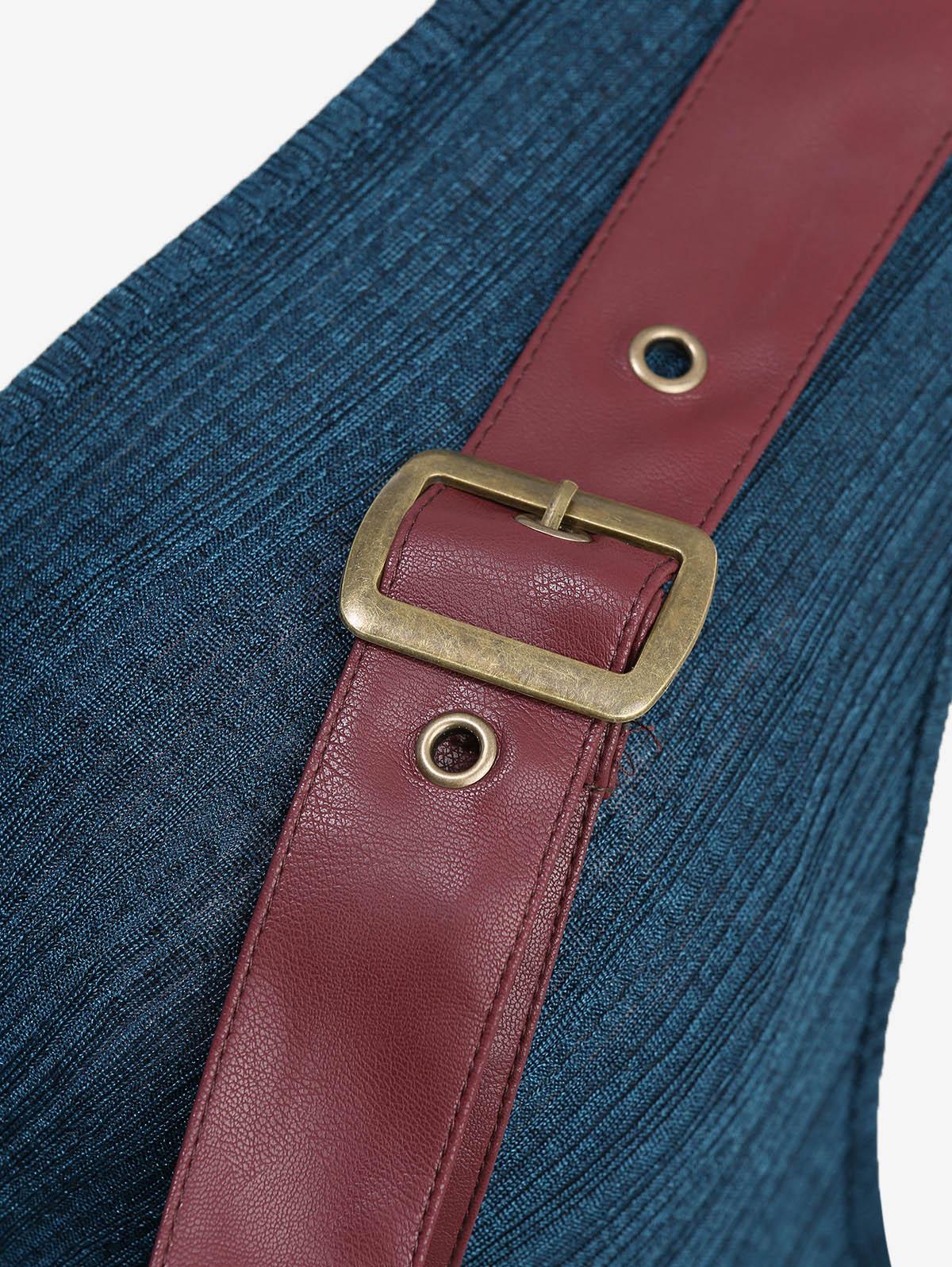 Rosegal Plus Size Surplice Текстурированное ребристое платье-трапеция с разрезом — фото 5