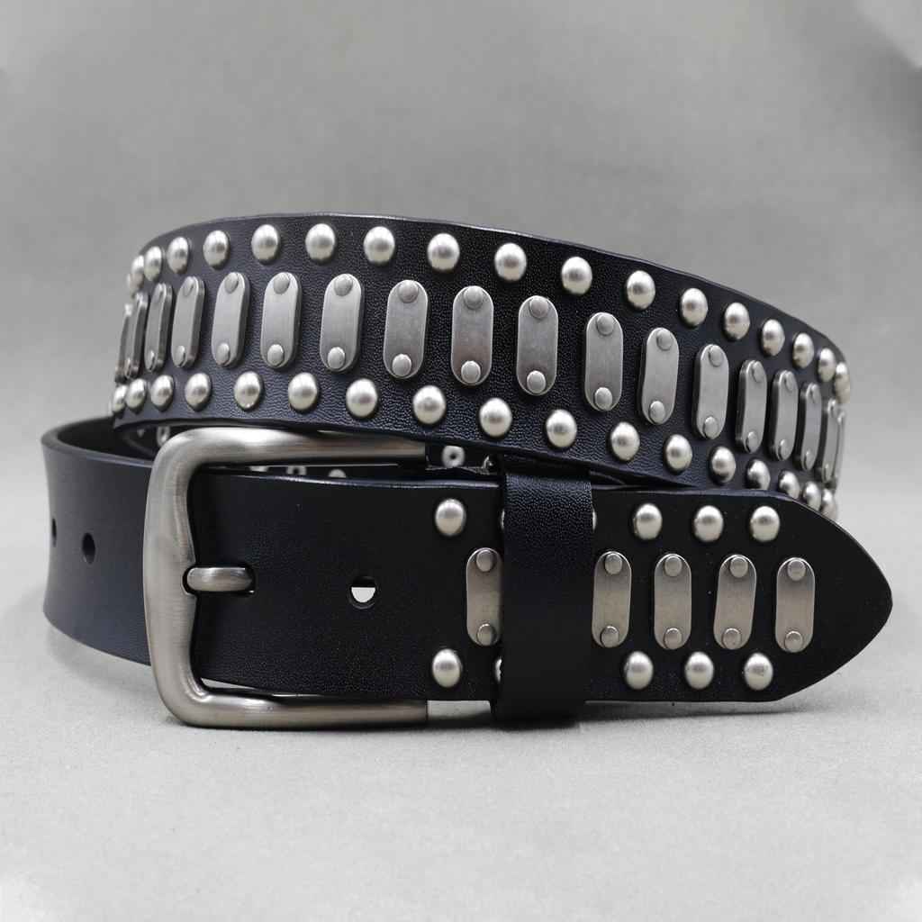 Punk Neutral Rivets for Men and Women Belts for Trendy Personality Knight Leather Belt American Light Luxury Decorative Belt