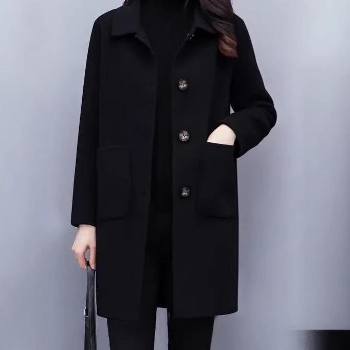Plus Size Women s Mid-Length Woolen Coat - Loose, Slimming, Age-Reducing for Autumn/Winter 2025 XXL