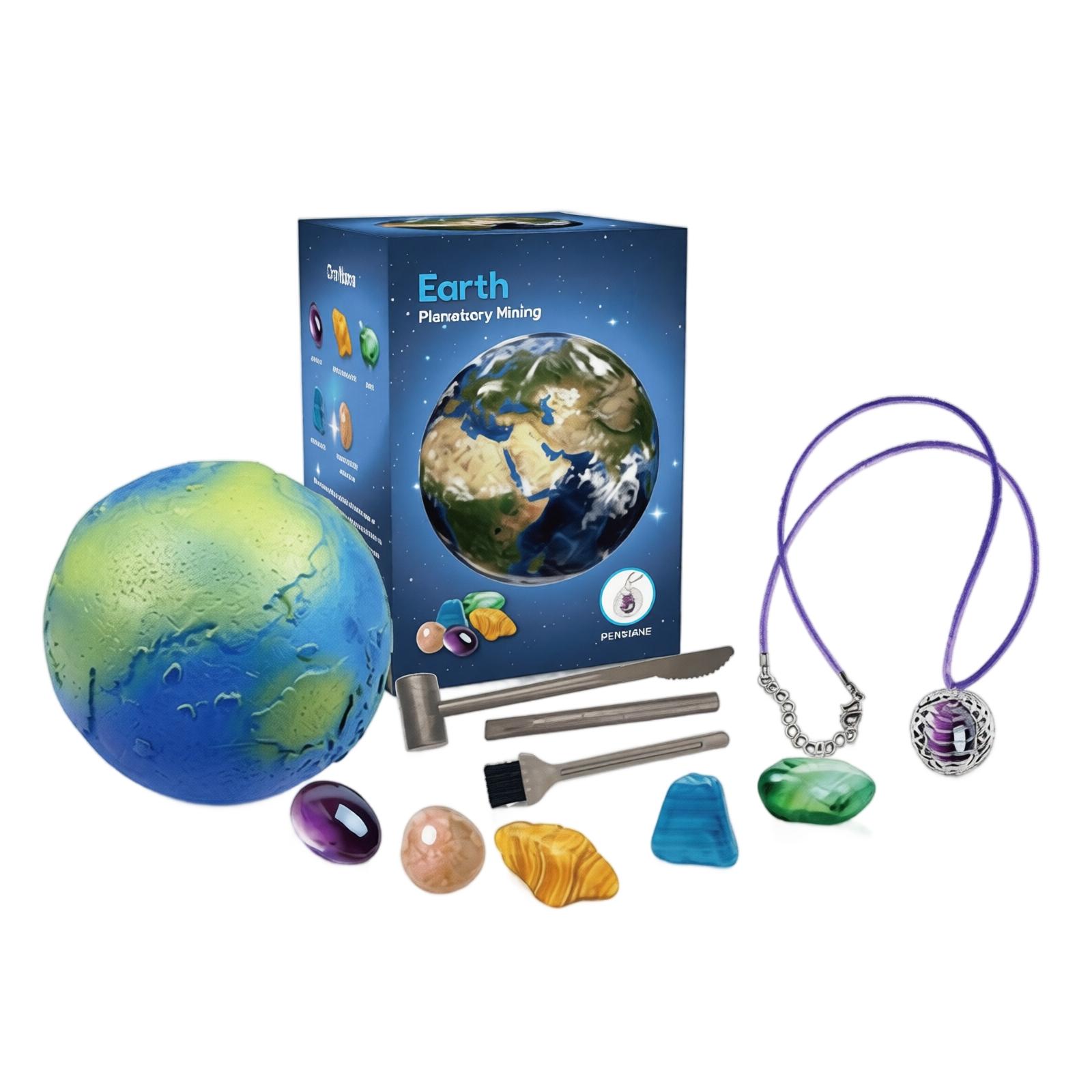Solar System Planet Dig Kit Educational Archaeology Toy with Tools and Gemstones for Children Science Exploration Learning Activity Set One Size