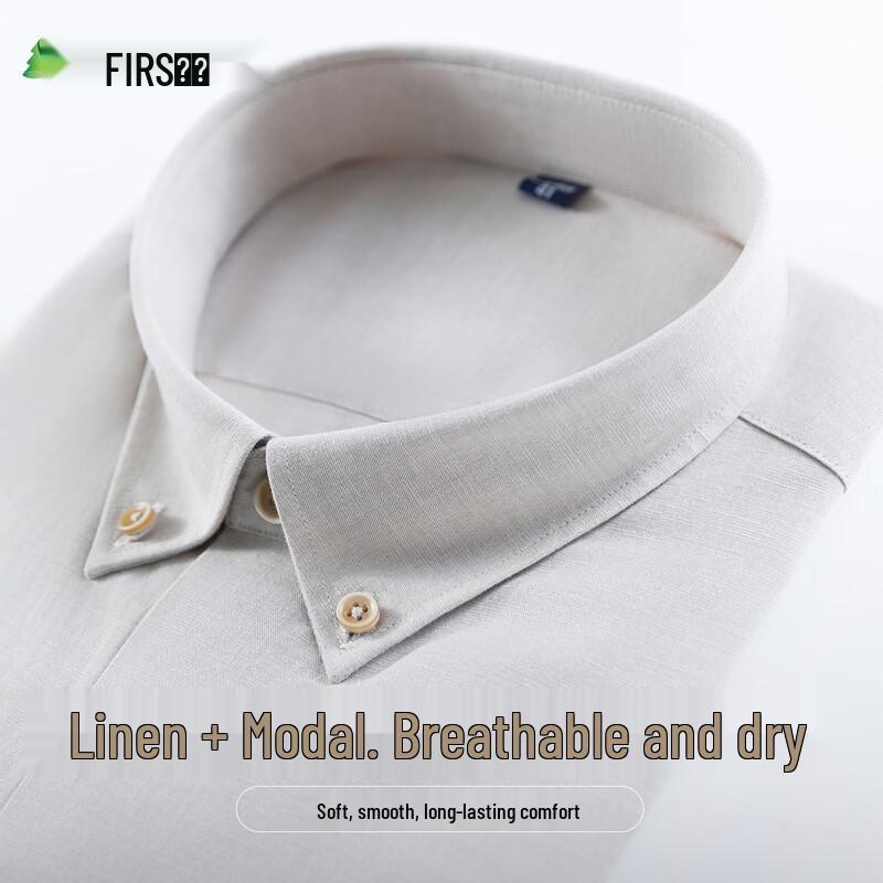 FIRS Men s Summer Cotton-Linen Blend Short Sleeve Shirt 43