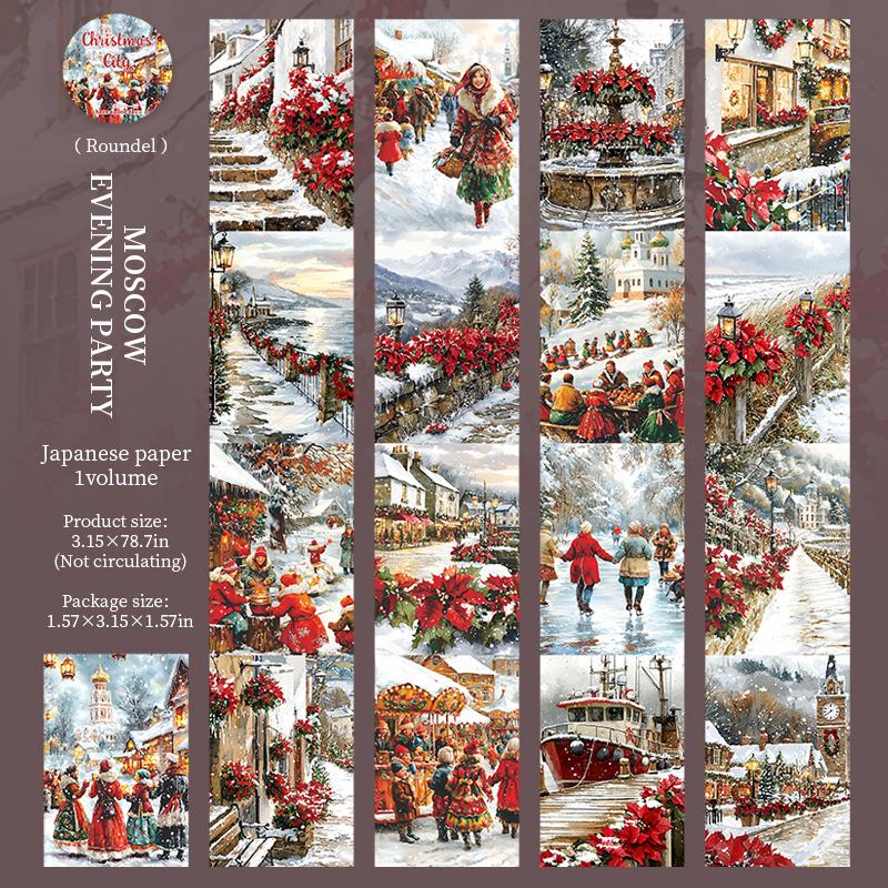 

1Roll The Christmas City Series Stickers Material Perfect For Journaling Diy Scrapbooking Supplies