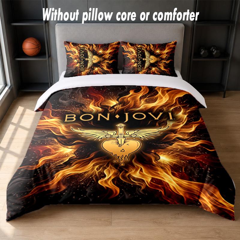 Set Biancheria da Letto Design Bon Jovi 1 Copripiumino + 2 Federe Morbido Traspirante Biancheria da Letto per la Casa