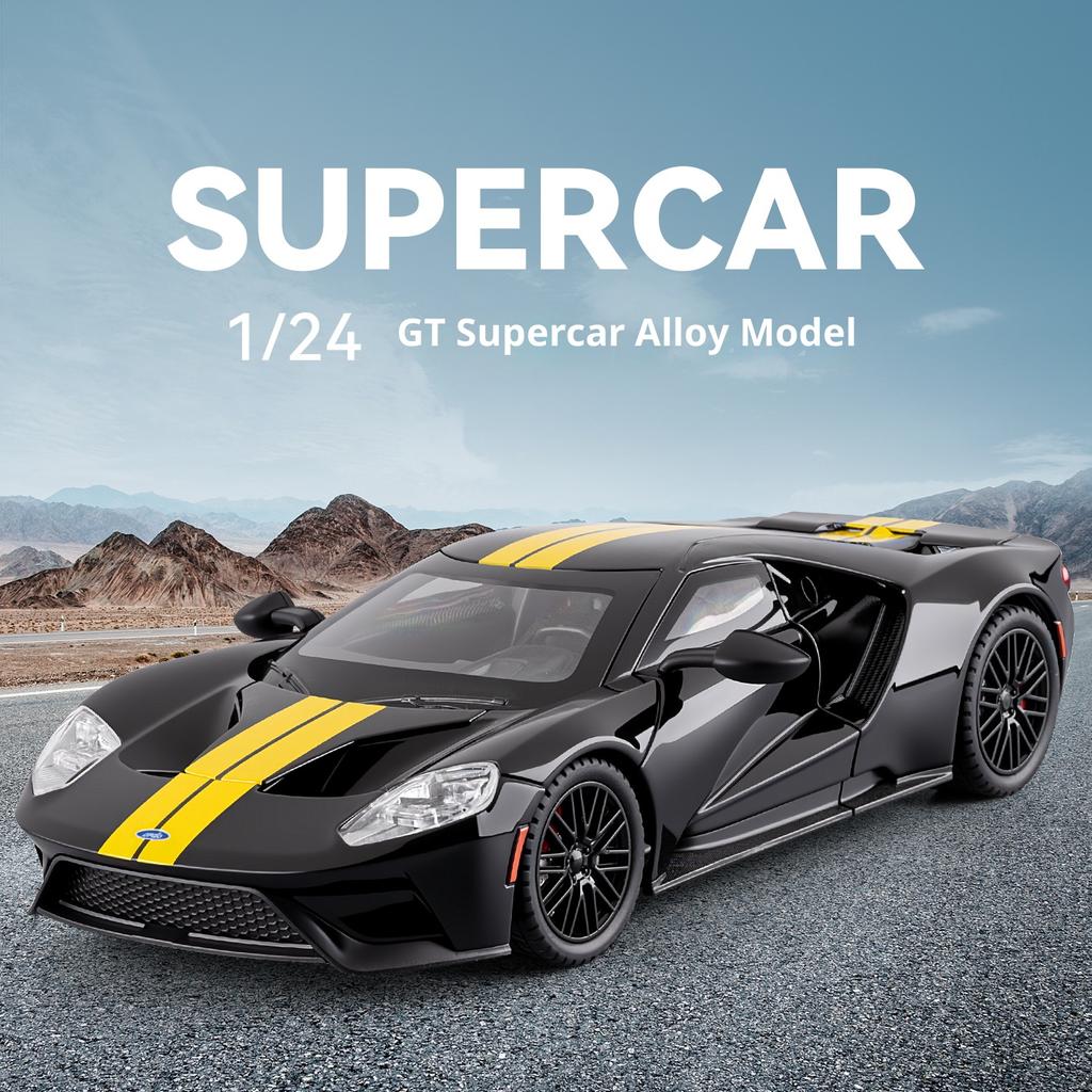 Large 1/24 Ford GT Car Model Alloy Simulation Supercar Collection Ornaments Children's Toy Car Boy Holiday Gift
