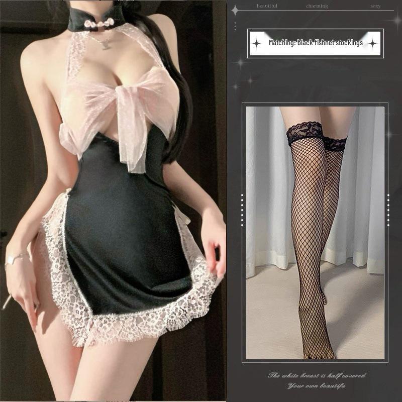 Rochie Mini Sexy Sheer Cheongsam cu Gât Halter Bodycon și Spate Decoltat cu Decupaj