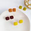 S925 Silver Needle Japan and Korea Sweet Candy Color Stud Earrings Simple Geometric Square Earrings Temperament Dripping Ears