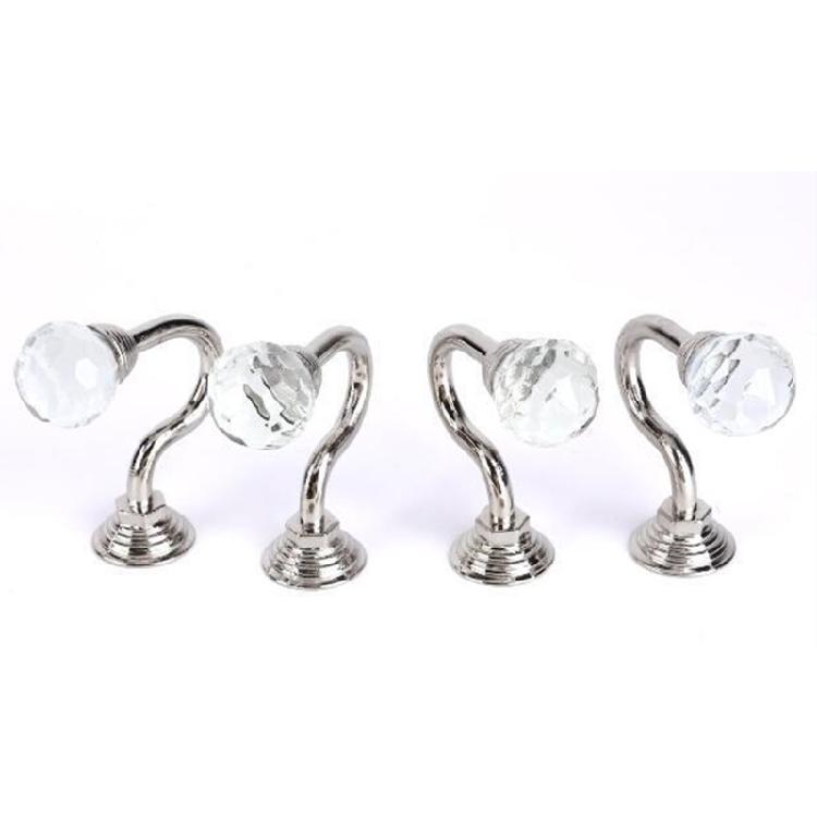 Exquisite 2PCS Curtain Holdback Drapery Holders with Clear Crystal Ball Silver