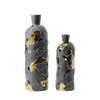 Ceramic Vase Creative Feather Shape Gray Gold Feather Pattern Flower Vase Porcelain Bottle Home Decoration Accessories