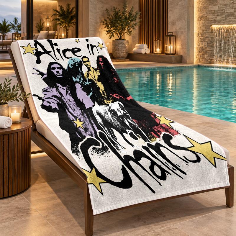 Beach Towel with Alice in Chains Design, Quick Dry Lightweight Towel for Swimming Pool Travel