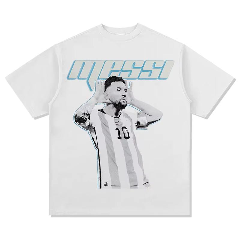 Lionel Messi Pure Cotton Men s Argentina National Football Team 2022 Champion Commemorative Jersey, Unisex Loose Short Sleeve Summer Top T-shirt 4XL