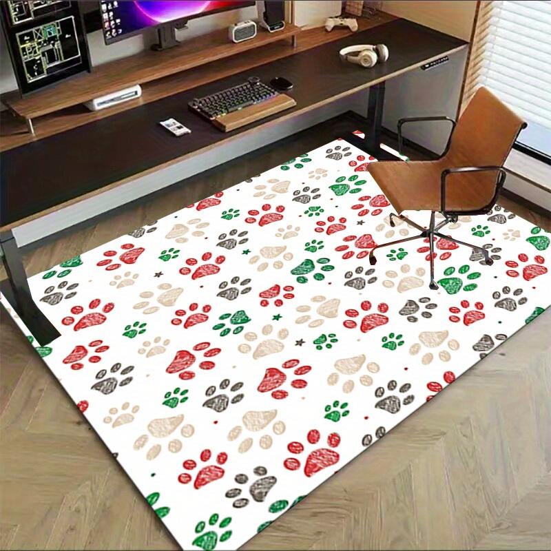 1pc Paw Prints Christmas Themed Rug for Home Decor, Non-slip Office Carpet, Chair mat, Outdoor Mat, Christmas and Halloween gifts-0731147