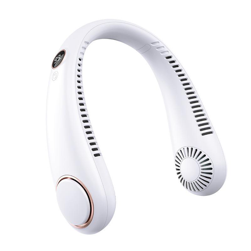 Portable Bladeless Neck Fan - USB Rechargeable Mini Personal Cooling Device with Digital Display Silent Operation Anti-Pinch Design for Outdoor