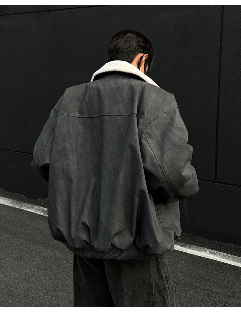 American Style Lambswool PU Leather Coat - Unisex Winter Warmth