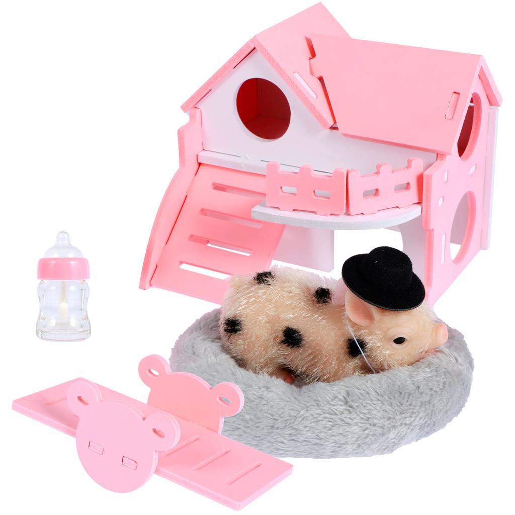 6inch Silicone Pig Doll Toy Cute Miniature Silicone Pig Reborn Realistic Pig Toy Interesting Full Silicone Piglet Doll Toy Set