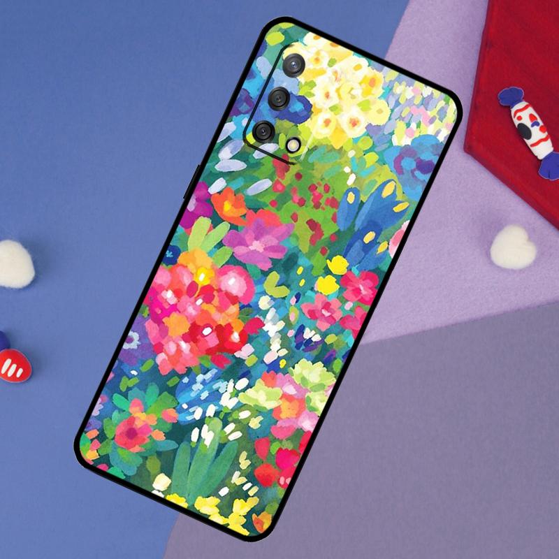 Colourful Flower Painting Art Case For Oppo A6 Pro A5 A18 A38 A58 A78 A98 A54 A74 A94 A17 A57 A80 A60 A40 A96 A76 A16 A15