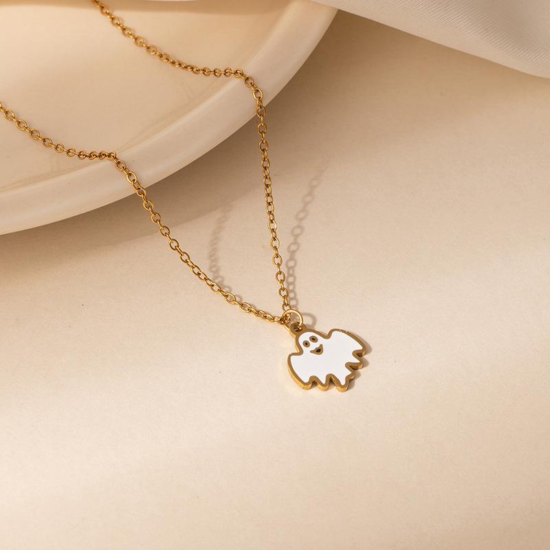 European & American Christmas Cartoon Moon Bat Pendant Necklace, Creative Clavicle Chain Gift for Women