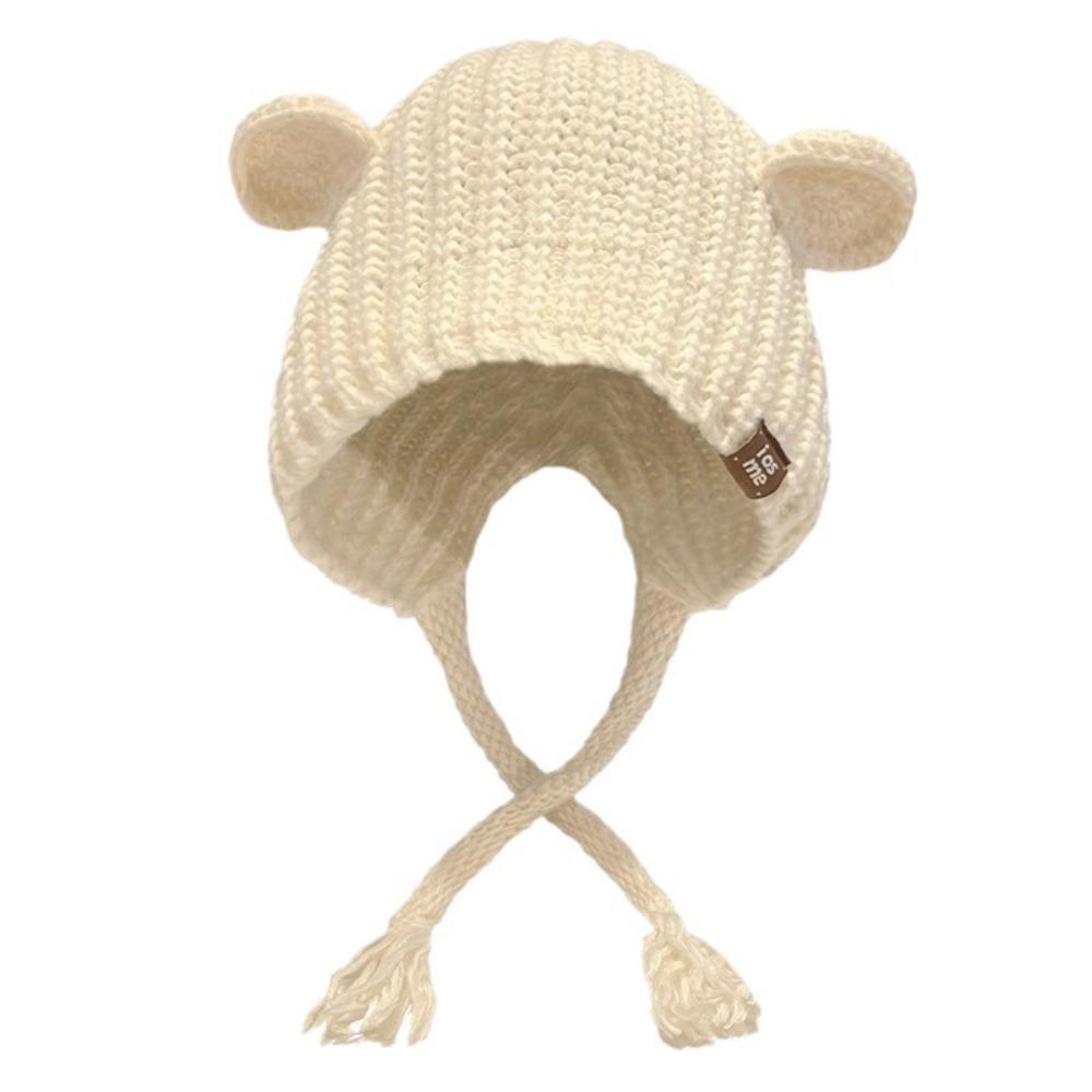 Einfarbige Strickmütze Ohrenschutz Ohrenwärmer Mütze Niedliche Ohrenschutzmütze Winter