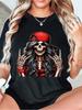 Plus Size, Plus-size Women's Clothing Skull Print Round-Neck T-Shirt, Spring An