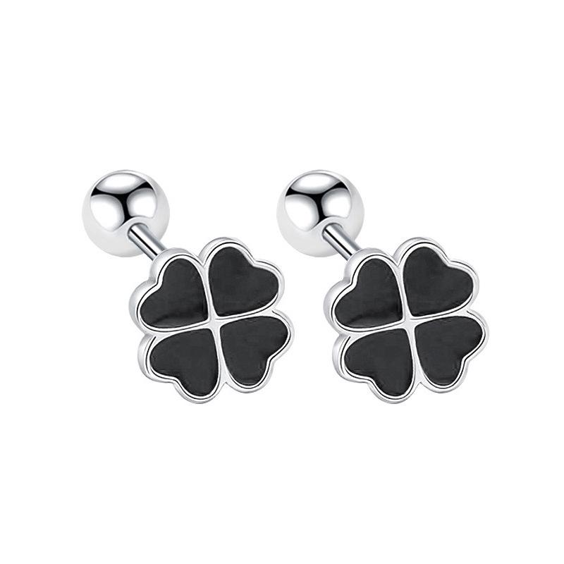 Korean Four-Leaf Clover Tassel Earrings - Sweet Flower Studs in Classic Style Copper (see picture for color)