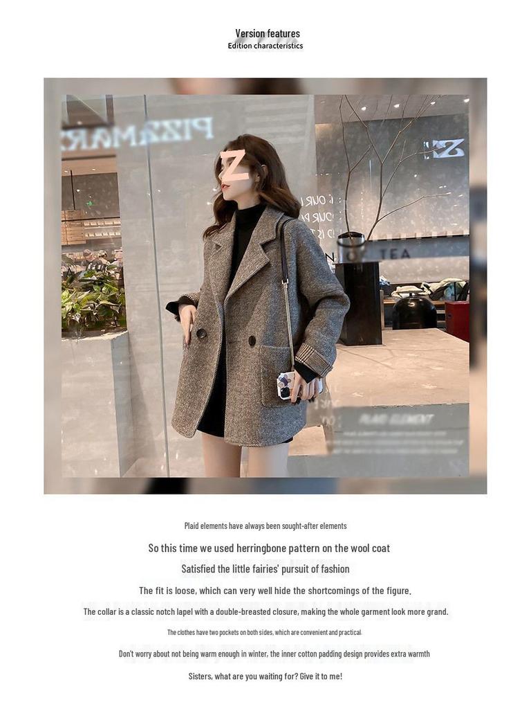2025 Vår Damullkavaj: Koreansk & Brittisk Stil, Lös Passform, Smickrande Design, Casual Chic Jacka