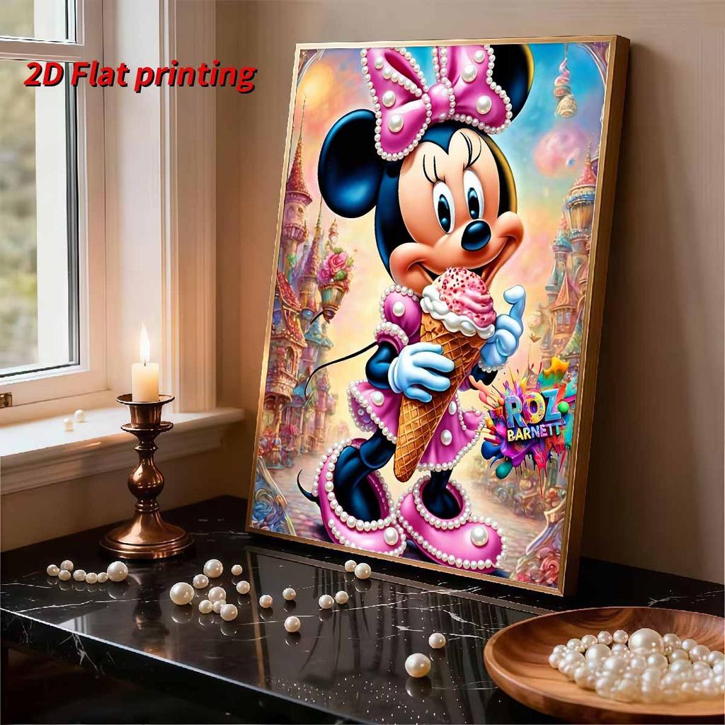 Disney Pearl Painting Minnie Ice Cream Fairy Tale Castle Creative 5D Pearl Embroidery Cross Stitch Kit Handmade DIY Home and Room Decor Gift
