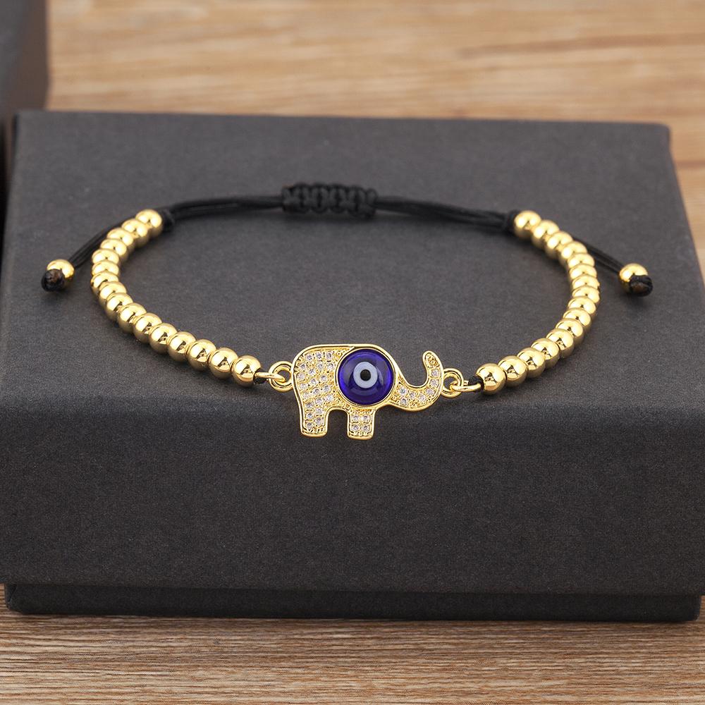 

Nidin High Quality Elephant Shape Evil Eye Shiny Crystal Zircon Charm Bracelets Adjustable For Women Birthday Party Jewelry Gift темно-синий