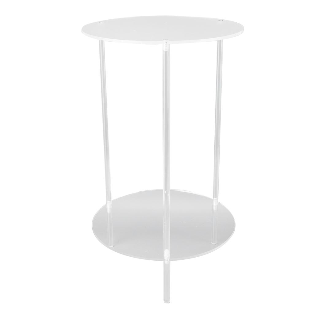 Clear Acrylic Side Table 2 Tier Round Top Nightstand Small Modern End Table for Living Room Bedroom
