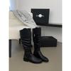 Pleated Pile Boots Tall Boots Long Boots Platform Boots Women's Elastic Skinny Boots Height Boots Knight Spice Girls Boots