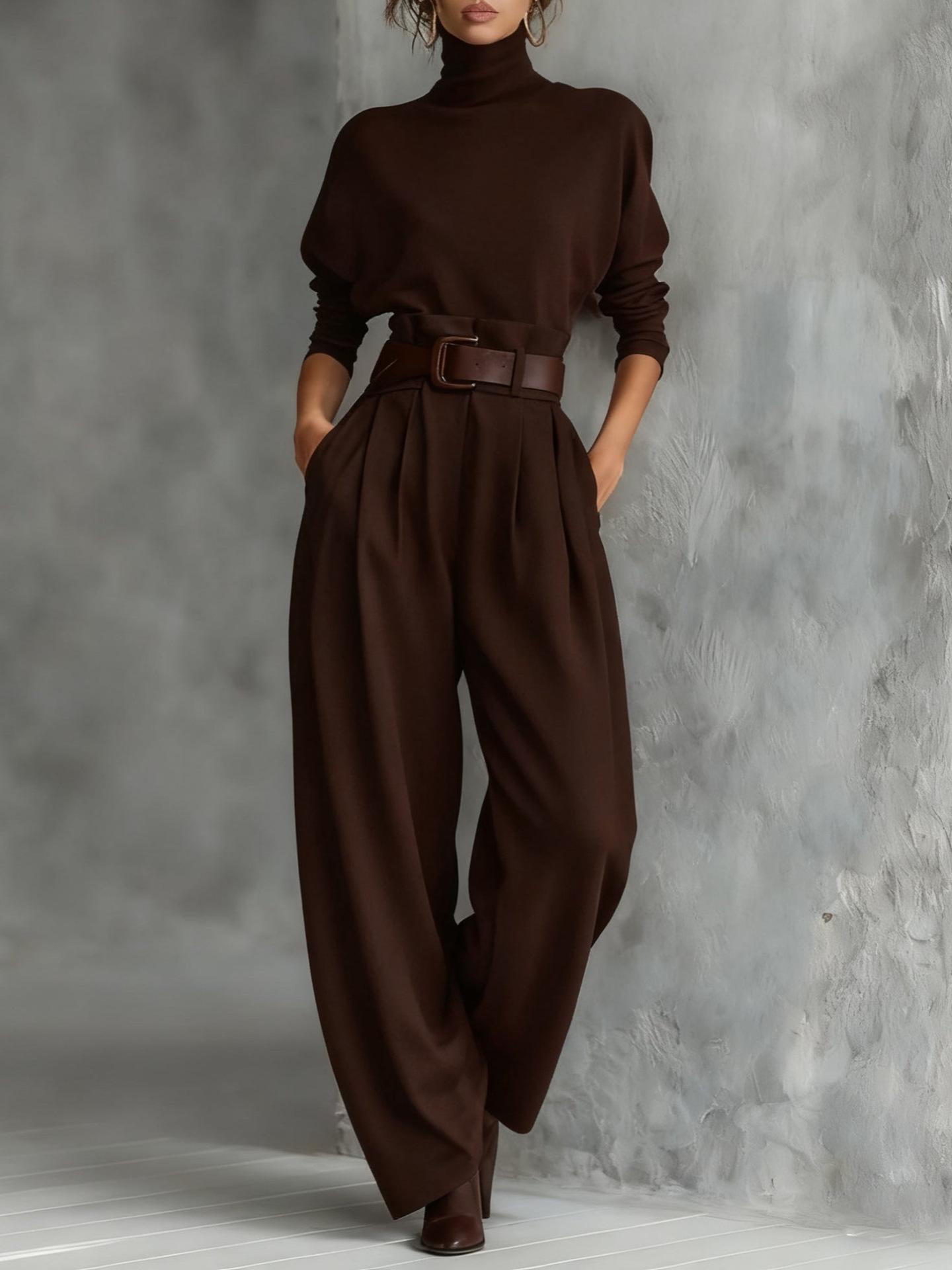 

Women s Silk-Like Cotton Long Sleeve T-Shirt: Minimalist Style Solid Color with Back Center Seam for Spring/Autumn L темно-коричневого