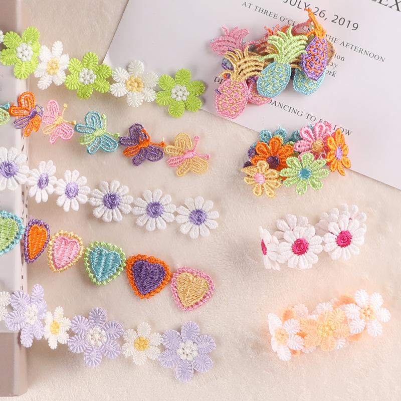 Computer Embroidery Cartoon Fruit Butterfly Color Petal Hand Account Diy Lace Accessories Water Soluble Embroidery Ribbon Cloth Sticker