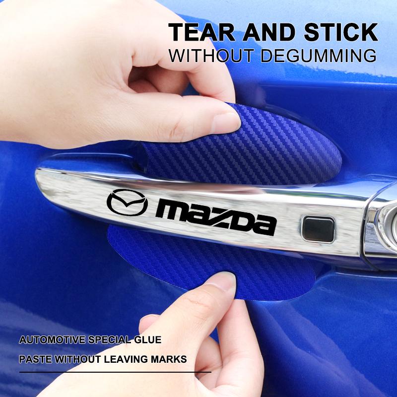 Car Door Sticker Carbon Fiber Scratches Auto Handle Protection Film For Mazda 3 6 CX5 2 CX3 CX9 MX5 RX8 Axela Demio MS CX5 2 Axela Demio Atenza MS GJI