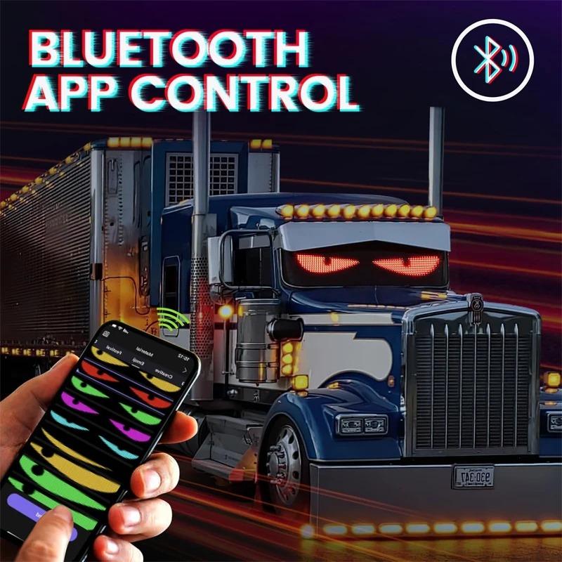 Dynamisches Big Devil Eyes Licht für Autos Buntes Auge LKW Windschutzscheibe Programmierbares LED-Display Flexible Weiche Leinwand Bluetooth