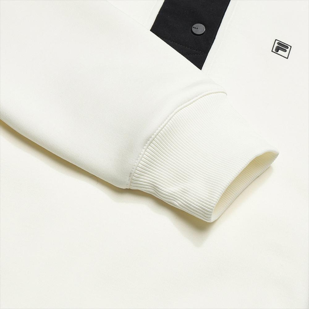 Fila White Minimalist Fashion Casual Color Block Versatile Hoodie Women hoodies F11W543206FWT