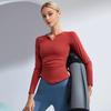 Sports Tops Women's V-Neck Stretchy Quick Dry Yoga Clothing Training Long Sleeve Tight Slim Fitness Clothes