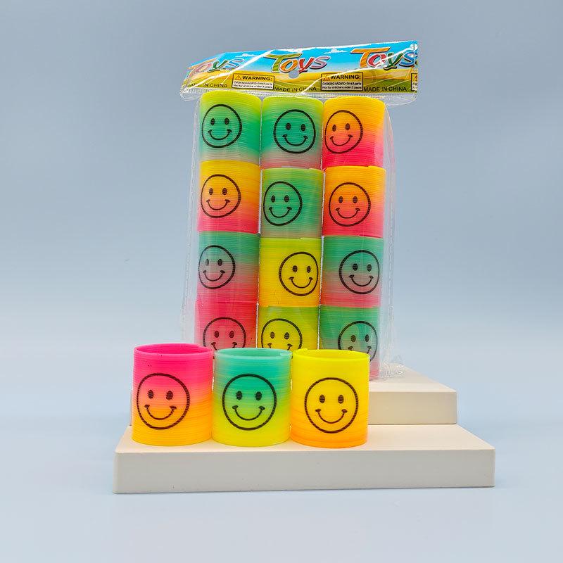 Colorful Children's Mini Smiley Rainbow Elastic Rings - Fun Spring Toys