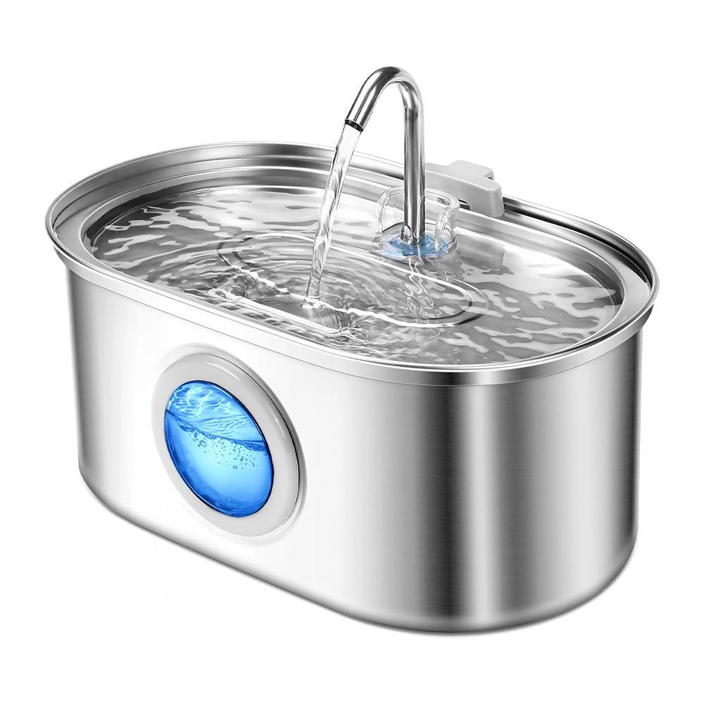 Fontaine à eau automatique pour chat en acier inoxydable de 3,2 L avec filtration
