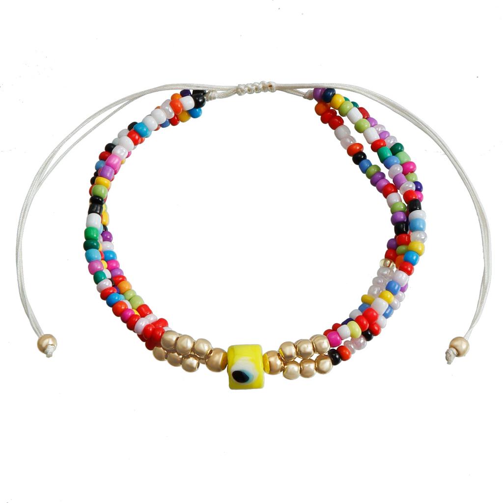 Colored Rice Bead Beaded Woven Bracelet, Temperament Personality Eye Devil's Eye Hand Rope