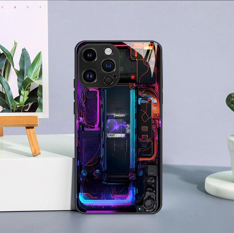 Mechanical Glass Circuit Board for Apple 16 Mobile Phone Case Iphone17 Fashion Advanced Sense 15 Hard Case Protective Case