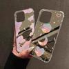 Colorful Moon Heart Pattern Phone Case For iPhone 16 15 14 13 12 11 Pro Max XS X XR 7 8 Plus SE2 Make Up Mirror Shockproof Cover