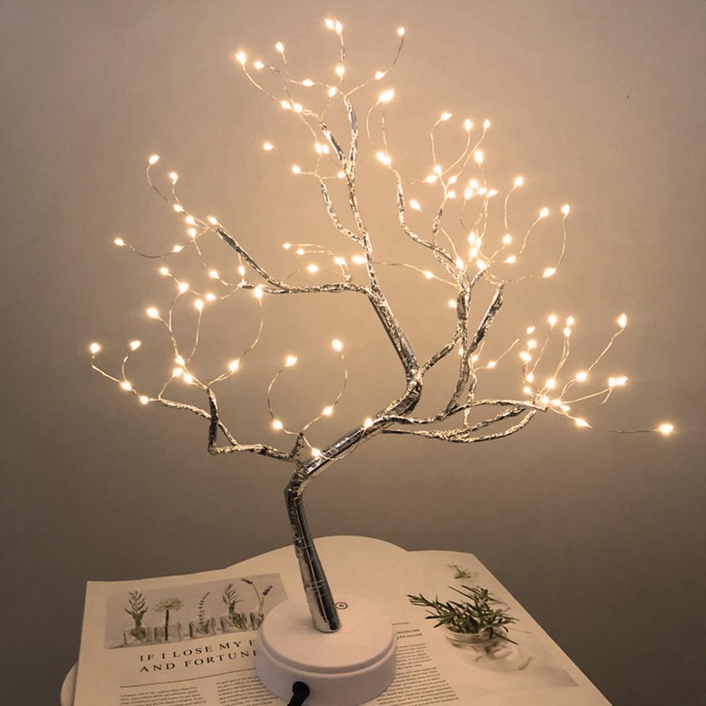 LED Tree Table Light Night Light Adjustable Branch Tabletop Night Lamp DIY Artificial Light with Battery Powered for Party Deco