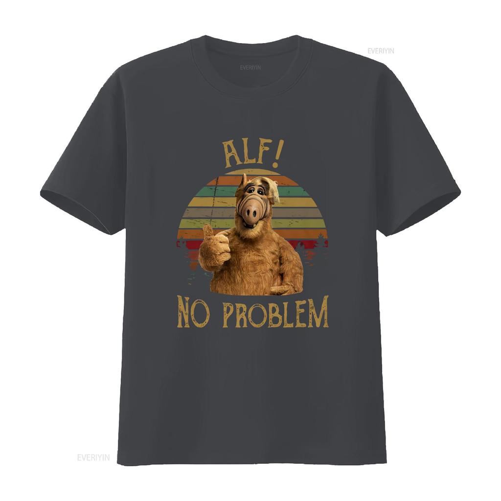 Alf Alien No Problem Vintage T Shirt Funny For Unisex And Unisex Vintage Stylish Homme Breathable Designer Clothes