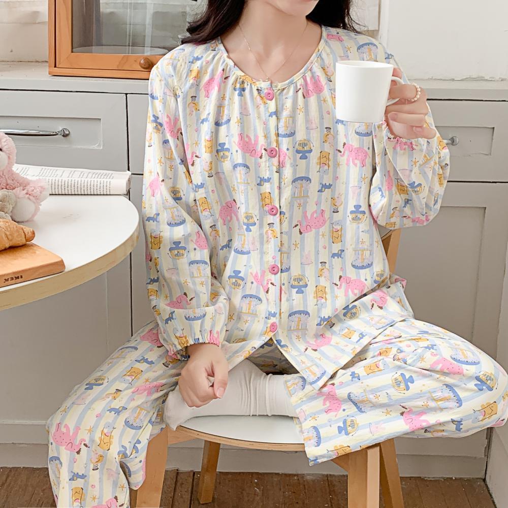 Neuer Pyjama Loungewear Set Damen Frühling und Herbst Wolken Baumwolle Dopamin Langarm Locker Süß Niedlich Loungewear Set