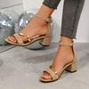 Fashion Women Sandals 2025 Summer New Fashion Sexy Medium High Heel Outdoor Sandals Elegant Casual Comfortable Wedding Shoes for Women