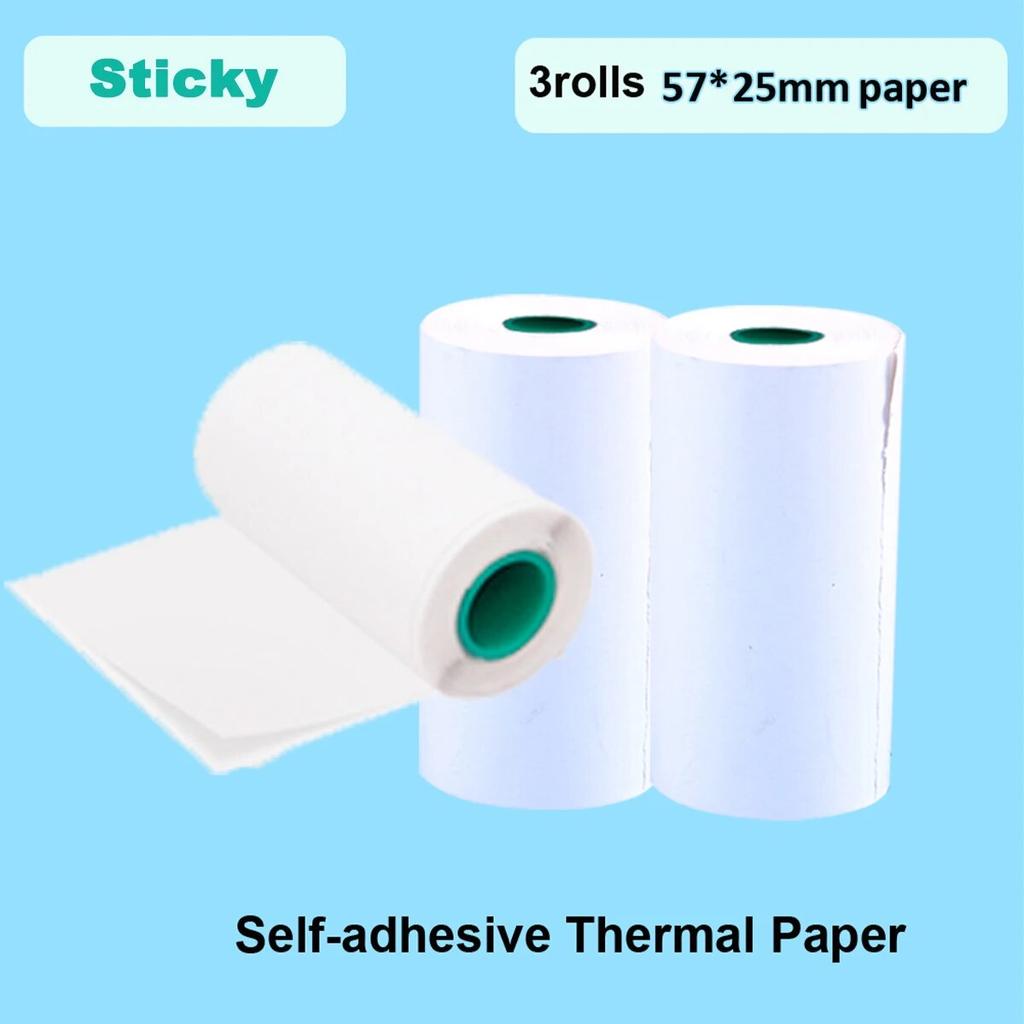 9Rolls 57*25MM Thermal Paper Label Sticker Adhesive Rolls Paper For Mini Printer Instant Print Printing Paper Replacement