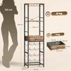 Wine Bar Cabinet with Drawer, Industrial Bar Cabinet, Wine Rack for 12 Bottles, Glass Holder, Rustic Brown