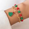Ingemark 2026 New Christmas tree Pendant Bracelets for Women Trendy Red Green Alternate Beads Chain Bangles Couple Jewelry Gift