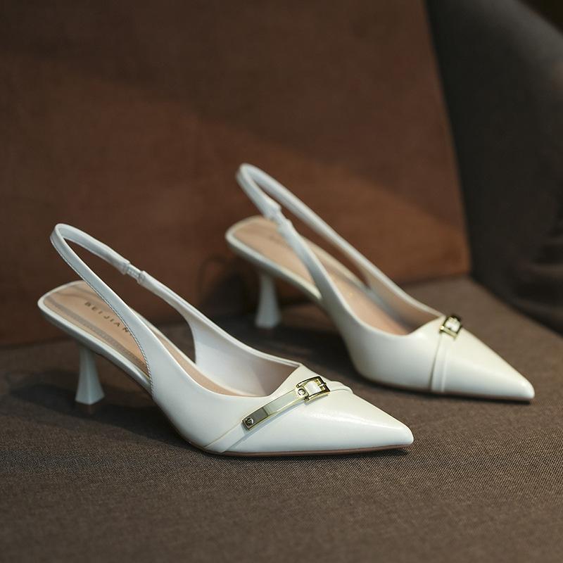 

Темпераментный острый носок тонкий каблук высокий каблук одинарные туфли женские слово с тонким ремешком пряжкой сумка голова сандалии лето 39