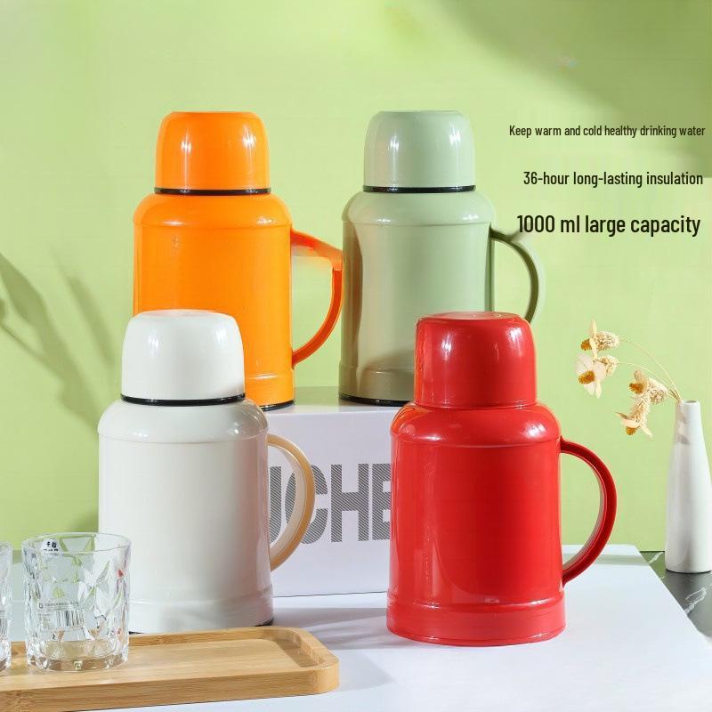 Household Thermos Flask: Large Capacity, Portable Thermal Insulation, Cold/Heat Retention, Available in White, Orange, Green.